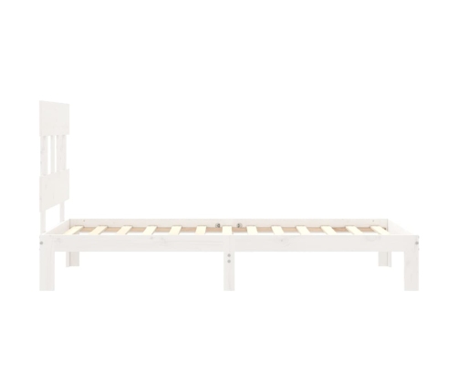 Estructura de cama individual con cabecero madera maciza blanco