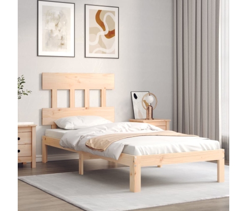 Estructura de cama con cabecero madera maciza