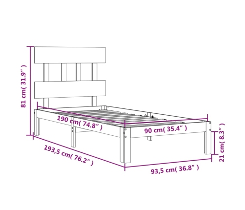 Estructura de cama con cabecero madera maciza