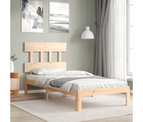 Estructura de cama con cabecero madera maciza