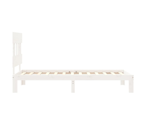 Estructura de cama con cabecero madera maciza blanco