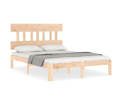 Estructura de cama de matrimonio con cabecero madera maciza