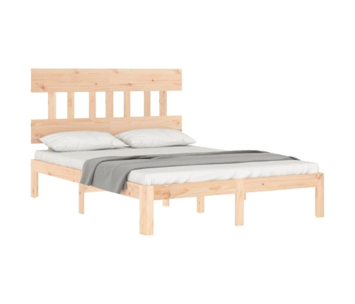 Estructura de cama de matrimonio con cabecero madera maciza