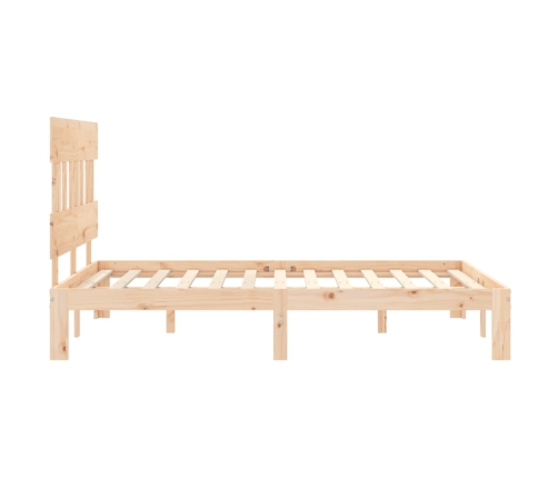 Estructura de cama de matrimonio con cabecero madera maciza