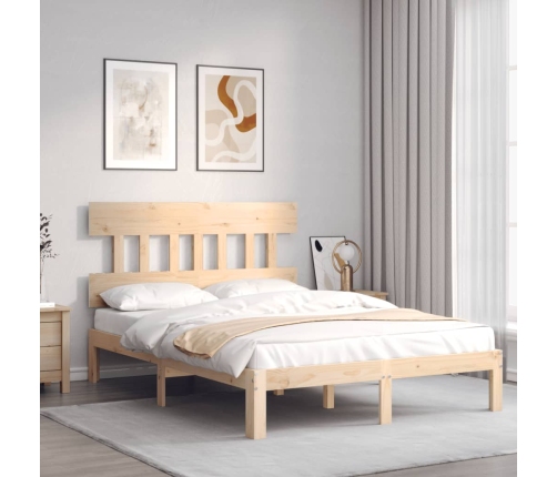 Estructura de cama sin colchón madera maciza de pino 140x190 cm