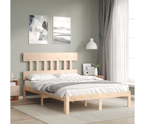 Estructura de cama sin colchón madera maciza de pino 140x190 cm