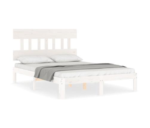 Estructura de cama sin colchón madera de pino blanca 140x190 cm