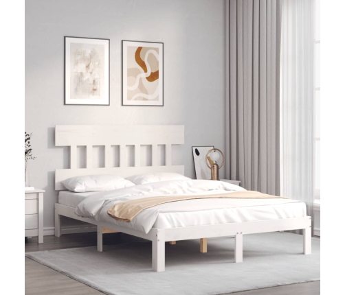 Estructura de cama sin colchón madera de pino blanca 140x190 cm