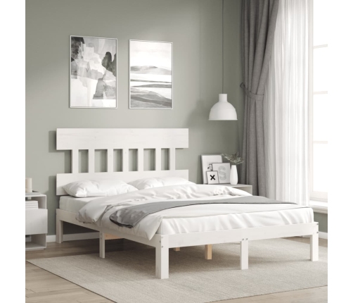 Estructura de cama sin colchón madera de pino blanca 140x190 cm