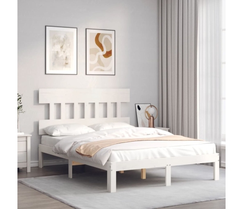 Estructura de cama sin colchón madera de pino blanca 140x200 cm