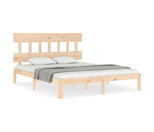 Estructura de cama de matrimonio con cabecero madera maciza