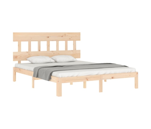 Estructura de cama de matrimonio con cabecero madera maciza