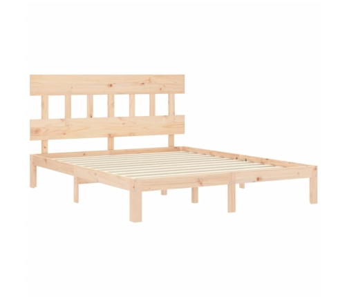 Estructura de cama de matrimonio con cabecero madera maciza