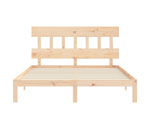 Estructura de cama de matrimonio con cabecero madera maciza