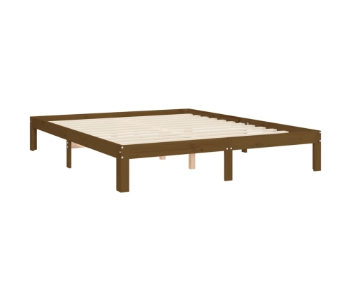 Estructura de cama con cabecero madera marrón miel 160x200 cm