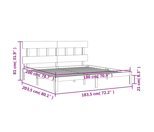 Estructura de cama de matrimonio con cabecero madera maciza