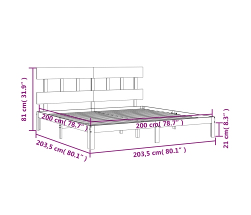 vidaXL Estructura de cama con cabecero madera maciza 200x200 cm