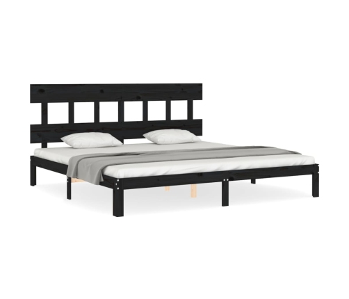 Estructura de cama con cabecero madera maciza negro 200x200 cm