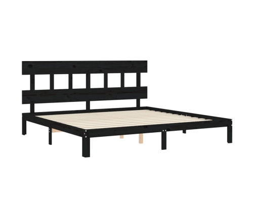 Estructura de cama con cabecero madera maciza negro 200x200 cm