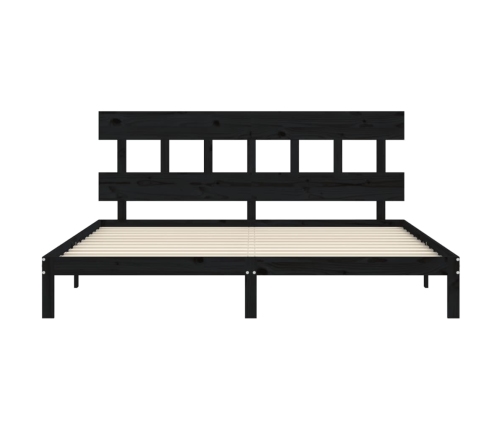 Estructura de cama con cabecero madera maciza negro 200x200 cm