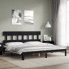 Estructura de cama con cabecero madera maciza negro 200x200 cm