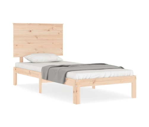 Estructura de cama individual con cabecero madera maciza