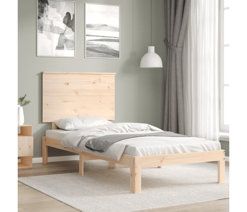 Estructura de cama individual con cabecero madera maciza