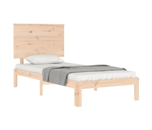 Estructura de cama individual con cabecero madera maciza