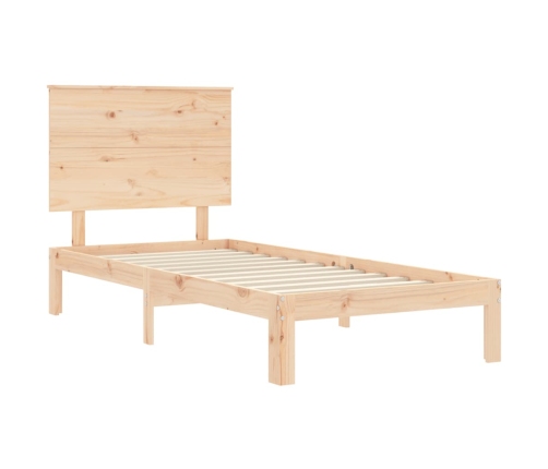 Estructura de cama individual con cabecero madera maciza