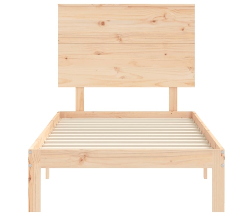 Estructura de cama individual con cabecero madera maciza