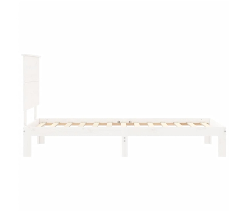 Estructura de cama individual con cabecero madera maciza blanco