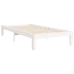 Estructura de cama individual con cabecero madera maciza blanco