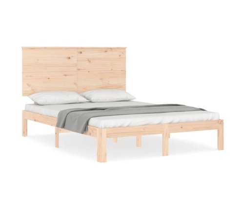 Estructura de cama de matrimonio con cabecero madera maciza