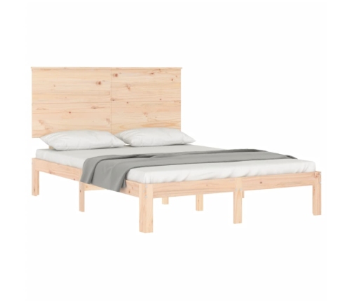 Estructura de cama de matrimonio con cabecero madera maciza