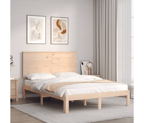 Estructura de cama de matrimonio con cabecero madera maciza