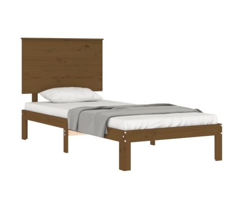 vidaXL Estructura cama y cabecero madera maciza marrón miel 100x200 cm