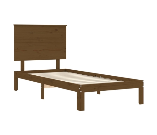 vidaXL Estructura cama y cabecero madera maciza marrón miel 100x200 cm