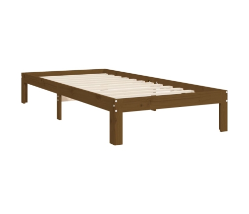 vidaXL Estructura cama y cabecero madera maciza marrón miel 100x200 cm