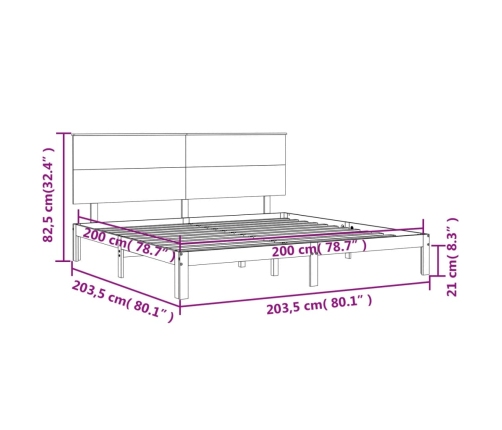 Estructura de cama con cabecero madera maciza negro 200x200 cm