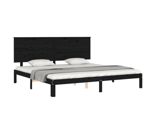 Estructura de cama con cabecero madera maciza negro 200x200 cm