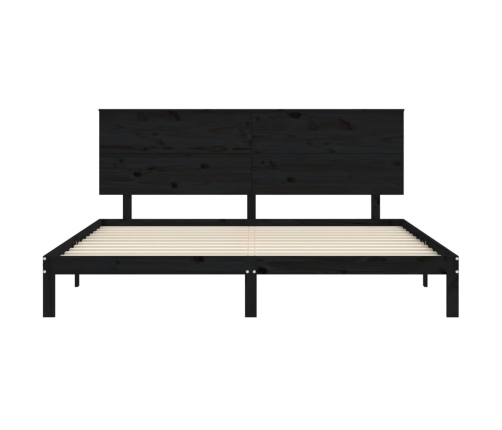 Estructura de cama con cabecero madera maciza negro 200x200 cm