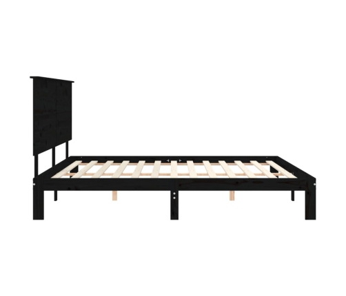 Estructura de cama con cabecero madera maciza negro 200x200 cm