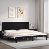 Estructura de cama con cabecero madera maciza negro 200x200 cm