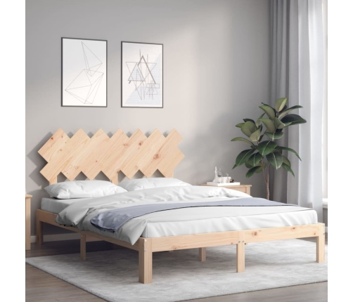 Estructura de cama sin colchón madera maciza de pino 140x190 cm