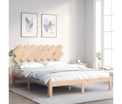 Estructura de cama sin colchón madera maciza de pino 140x190 cm