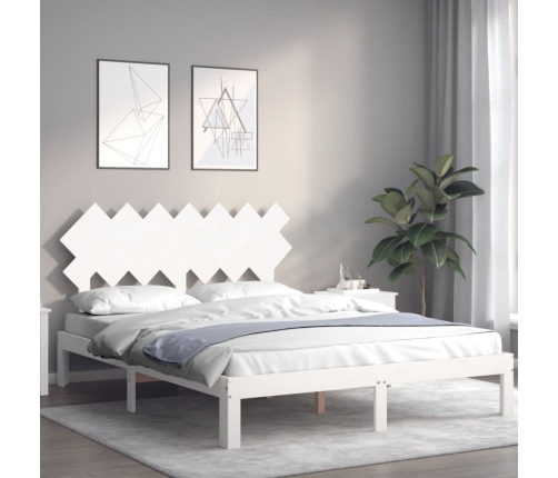 Estructura de cama sin colchón madera de pino blanca 140x200 cm