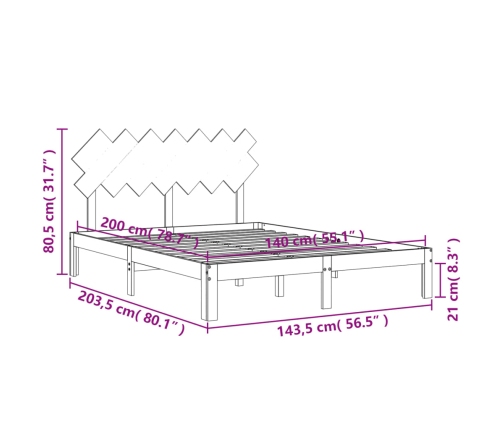 Estructura de cama sin colchón madera de pino blanca 140x200 cm