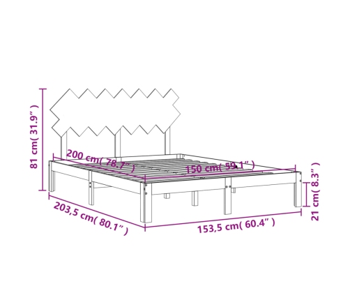 Estructura de cama de matrimonio con cabecero madera maciza