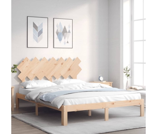 Estructura de cama de matrimonio con cabecero madera maciza