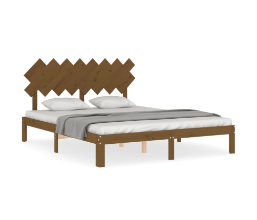 Estructura de cama con cabecero madera marrón miel 160x200 cm